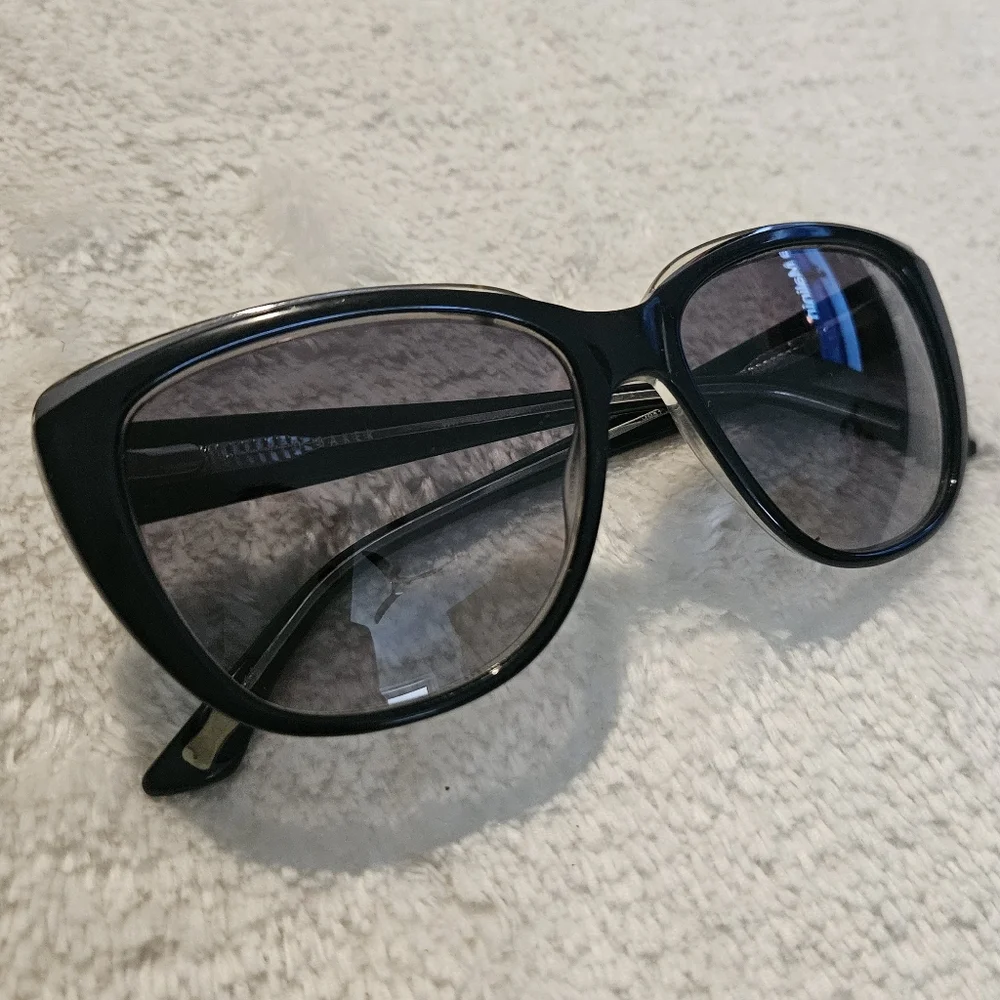 Ted Baker Black Sunglasses Cat Eye Luxury Contemporary Minimalist Summer Resort - Picture 3 of 12
